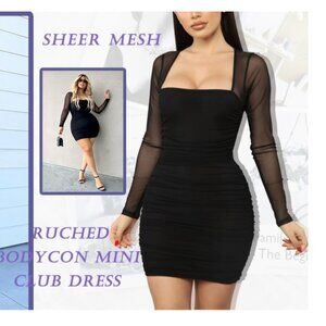 Sheer Mesh Midi Dress